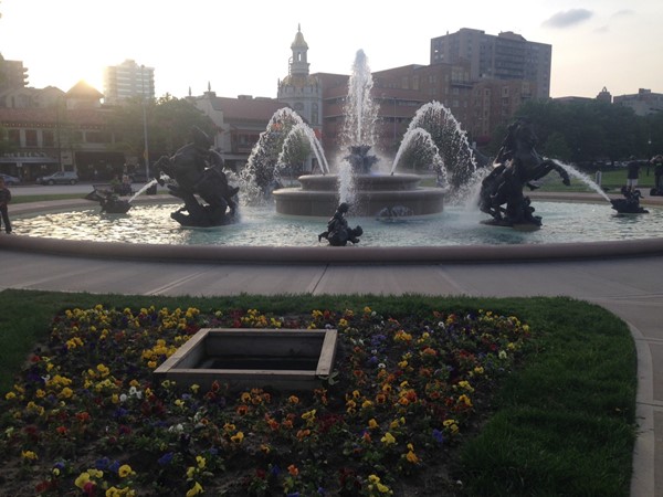 Historic Plaza fountain, just after its last cleaning in 2014