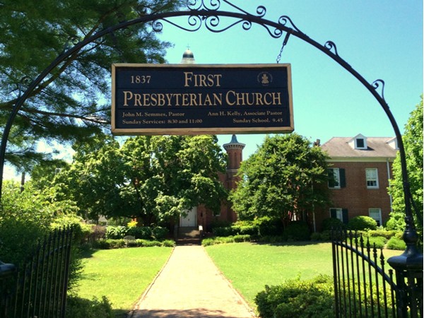 First Presbyterian Church is just across the street from Bottletree Bakery