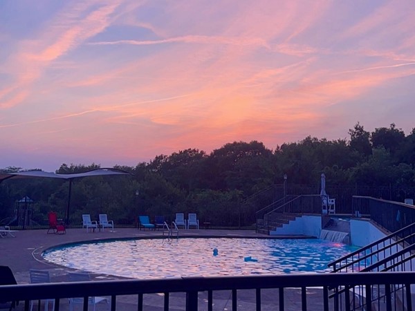 A beautiful sunset at the Oasis Pool in the Thousand Oaks subdivision