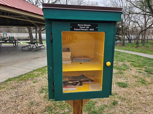 Book box installed by the Eagle Scout Project Troop 165 in Eastside Memorial Park.