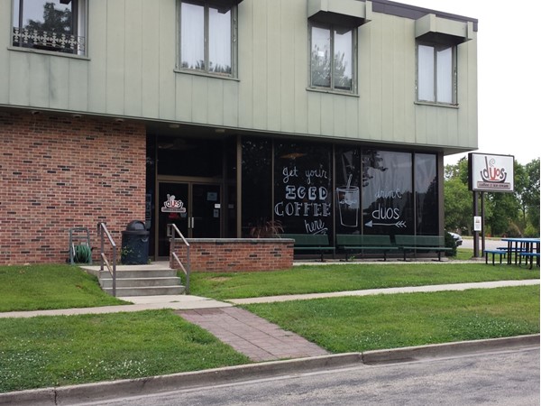 Duos Coffee Shop is a great place to grab a cup of coffee and a treat; across from Wartburg College