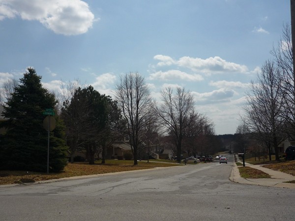 Northwest 12th Street from Northwest Roanoke Drive looking south in Timber Oaks