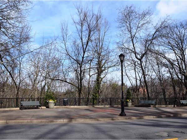 The Hillcrest Promenade overlooks Allsopp Park. Located on Kavanaugh Blvd