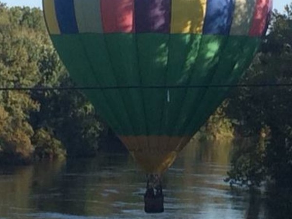 Balloon landing in the Poteau River on purpose! Poteau Balloon Fest 2014! 