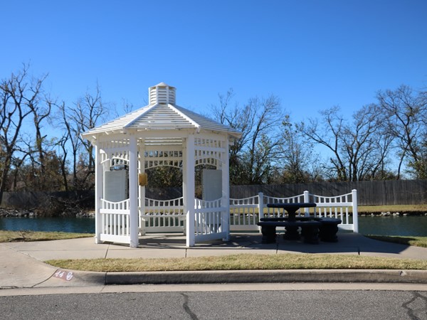 Gazebo for the mail boxes. Perfect for getting your mail and staying dry on a rainy day 