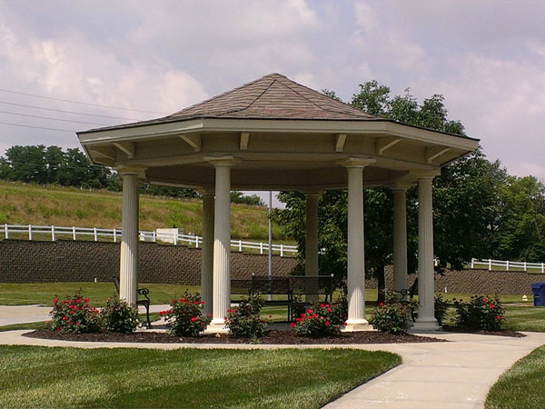 This pretty gazebo is a welcoming spot for walkers