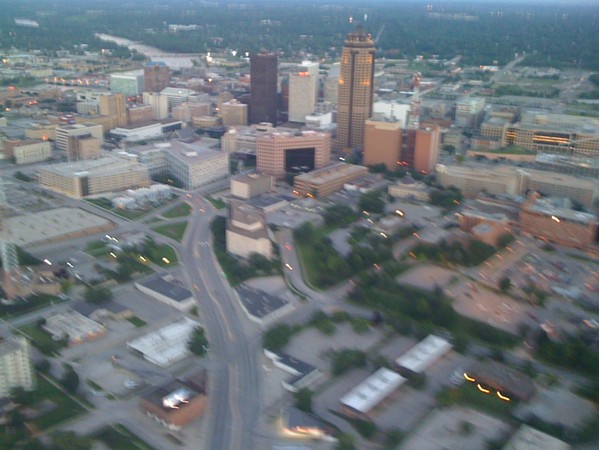 Aerial view of downtown Des Moines