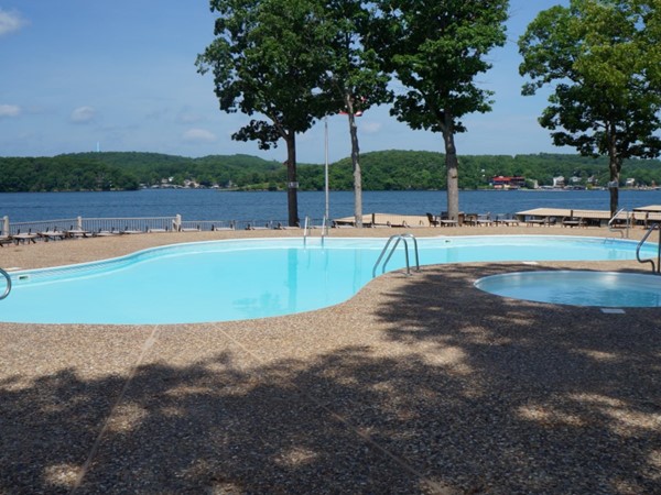 Lake front pool at Bay Point Village Condos