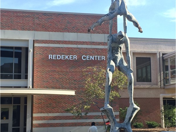 "The Acrobats" by Edward Whiting has stood by the Redeker Center since 1965 