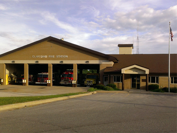 Spit-shined fire trucks stand guard over Claycomo