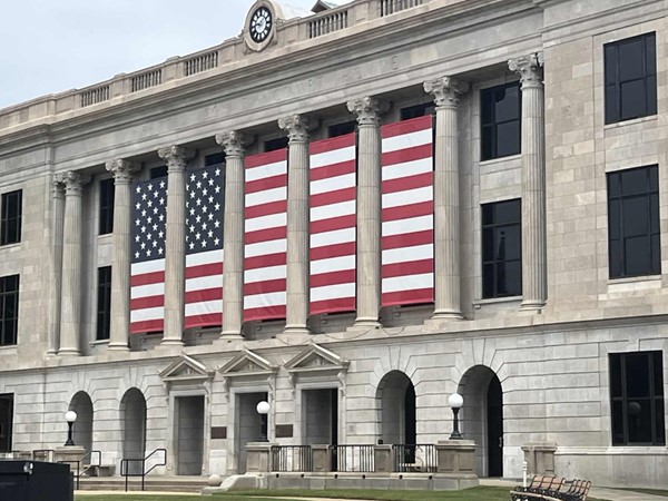 Proudly flying high - the American flag at the courthouse, a symbol of freedom and unity