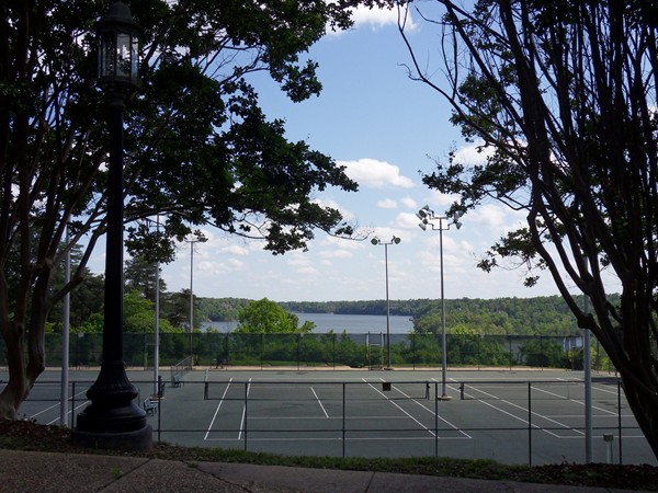 Tennis courts over looking Lake Tuscaloosa by the marina 