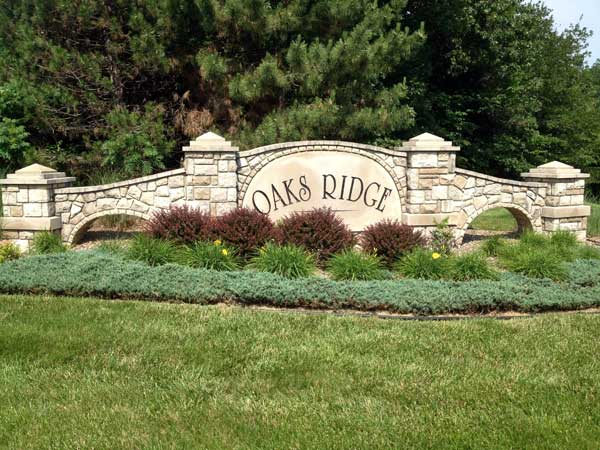 Oaks Ridge subdivision entrance.