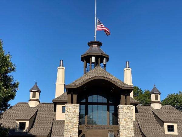 Folds of Honor in Stone Canyon flag flying half staff in honor of the Queen of England's passing