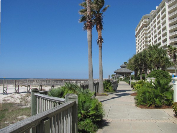 There's lots of green space with lush landscaping and winding boardwalks at The Beach Club! 