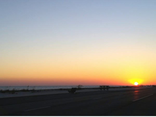 Gulf Coast sunset along Hwy 90 in Gulfport