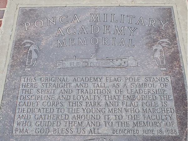 Ponca Military Academy Memorial plaque