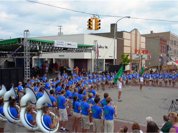 Lapeers Lightning Marching Band performing at Lapeer Days