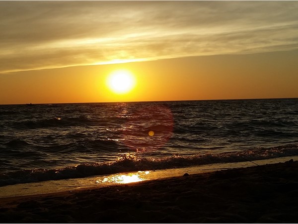 Sun setting over Lake Michigan