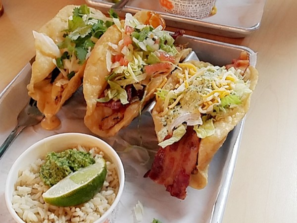 An array of tacos at Tacos 4 Life near Hendrix College in Conway