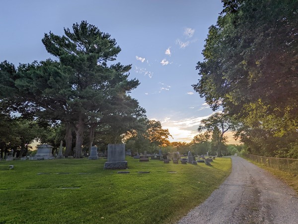 Peaceful summer sunset over a local cemetery in Cedar Falls 