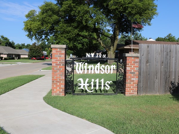 Windsor Hills starts at N.W. 27th and each entrance has it's own "Windsor Hills" sign 