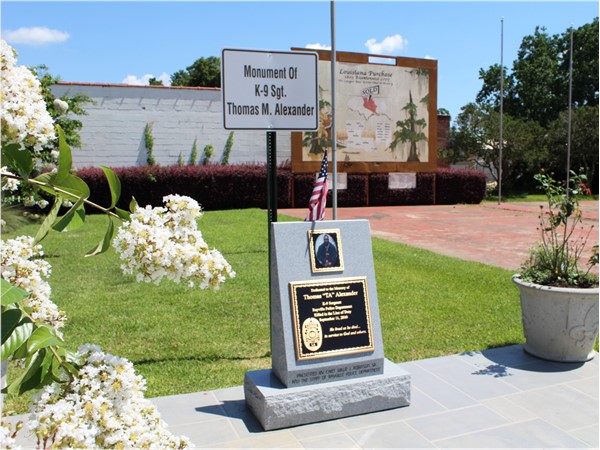 The K-9 Sgt. Thomas M. Alexander monument depicts the community strength in Rayville, LA