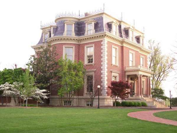 The Missouri Governor's Mansion, sitting on a bluff in Jefferson City overlooking the Missouri River