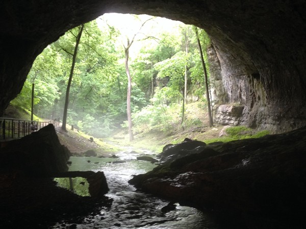 Arched entrance to the historic Smallin Cave