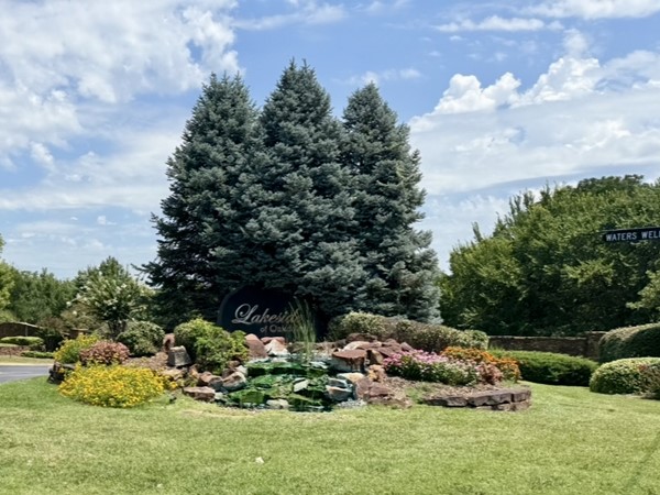 Beautifully landscaped neighborhood entrance