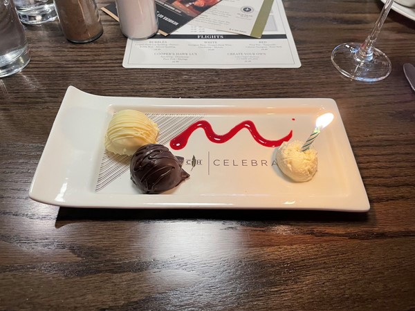 Beautiful and terrific truffles at Cooper's Hawk in the Northland. 