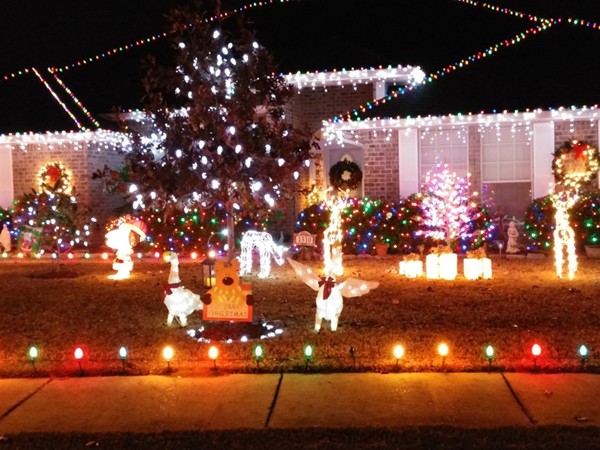 One of several homes that went all out for Christmas in Pelican Bayou 
