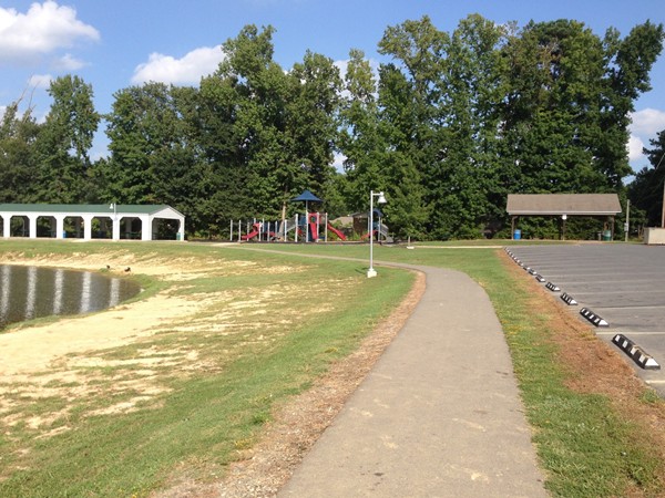 Picnic and playground area at Cabot Community Pond