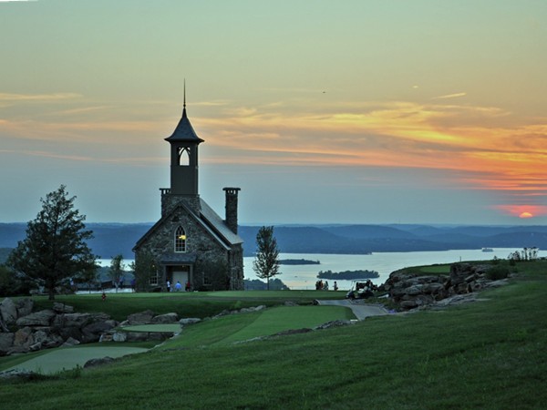 The Chapel at Top of the Rock Golf Course at sunset