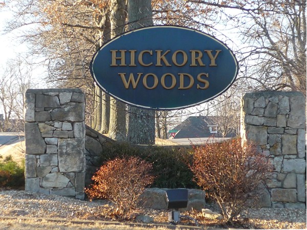 The sign at the entrance to Hickory Woods Subdivision 