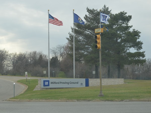 GM Milford Proving Grounds. Place of employment for many in the area, supports community