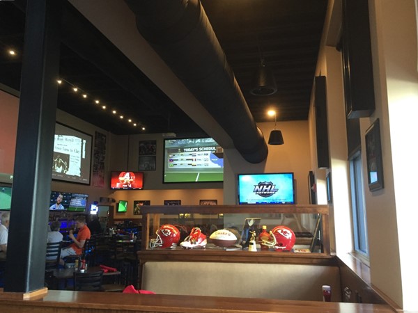 Along with giant TVs and great food, 810Zone features many kinds of sports memorabilia