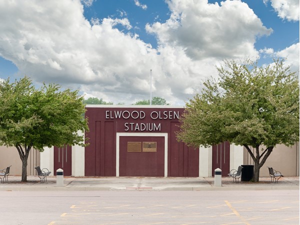 Elwood Olsen Stadium, football, men's and women's Soccer and Track and Field are played here