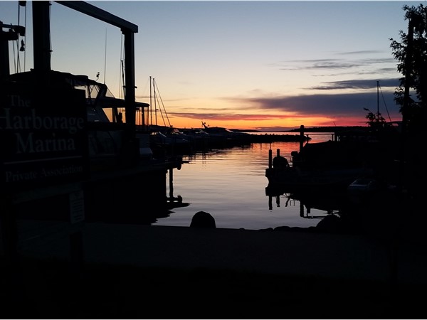 What a view of the Harborage Marina at sunset