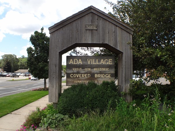 Ada Village sign located in Downtown Ada