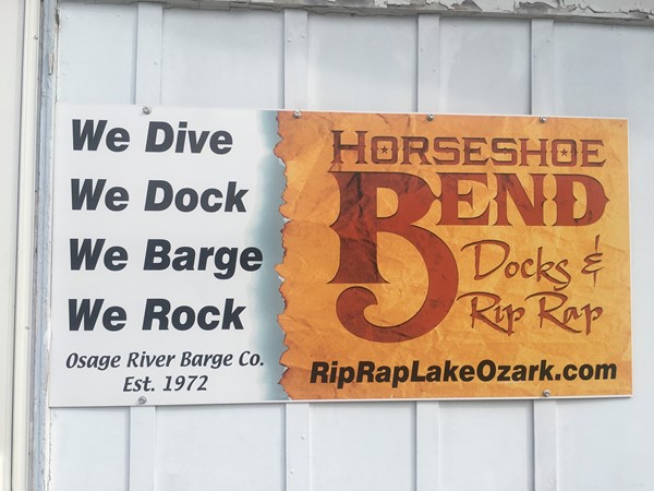 Call Horseshoe Bend Docks & R.I.P. Rap! The first company to do Rip Rap at Lake of the Ozarks 