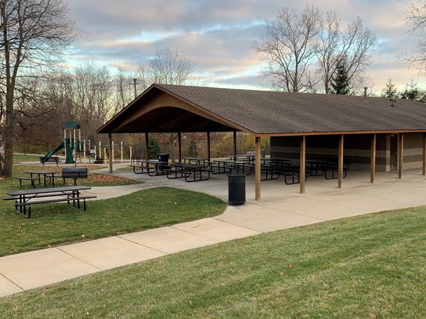 The Plymouth Township Lake Pointe Soccer Park has a picnic shelter, playground, and restrooms