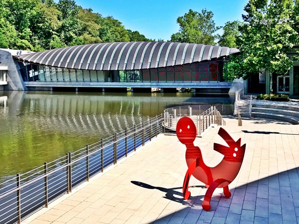 Crystal Bridges Museum pool and art