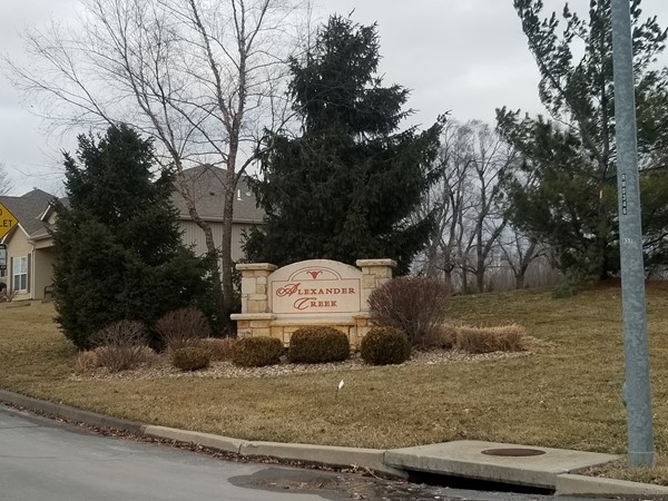 The entrance to Alexander Creek Subdivision, located in Raymore, Missouri.