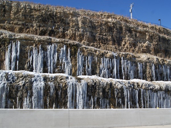 It's easy to find beauty like these icicle waterfalls under a blue sky near Lake of The Ozarks
