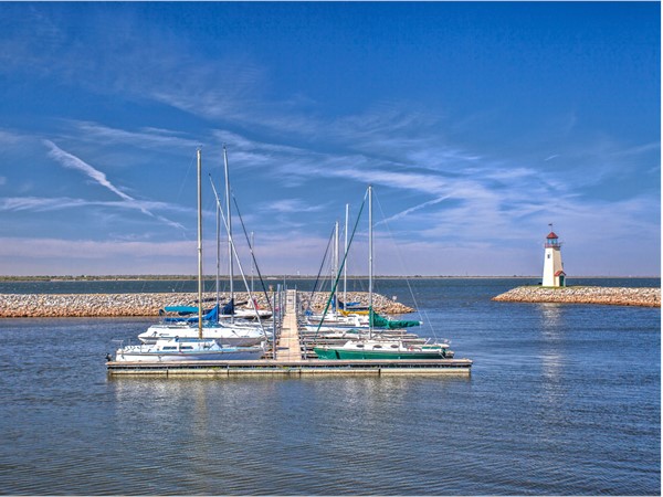 Lake Hefner has two covered piers, a heated fishing dock, and wet and dry slips for boat storage