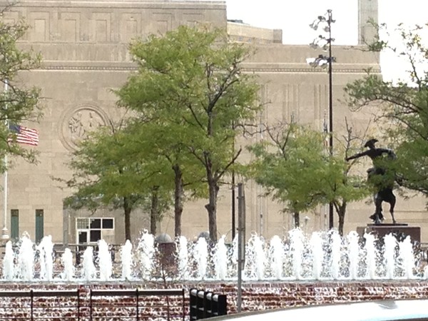 Fountains across from the downtown KC Marriott