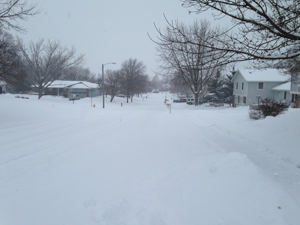 Snowing in Prairie Meadows subdivision in Lawrence, KS