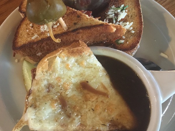 The Pig Sooie grilled cheese and french onion soup at Hammontrees in Fayetteville