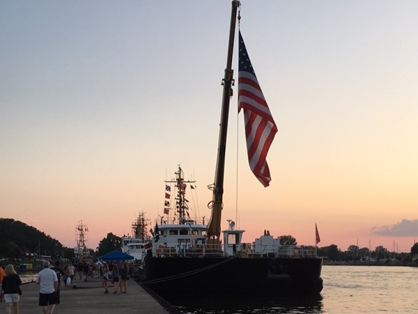 Beautiful night to walk and see the Coast Guard Cutters arrive for the lively Coast Guard Festival
